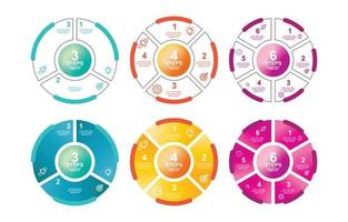 infografica con passaggi circolari con raccolta di elementi di colore sfumato vettore