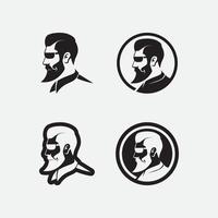 logo vintage barbiere set e design emblemi etichette, distintivi, loghi illustrazione di sfondo vettore