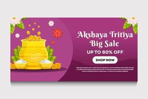 akshaya tritiya illustrazione orizzontale grande banner di vendita vettore