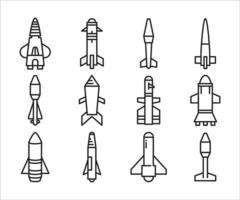 icone della linea di missili e razzi vettore