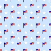 senza cuciture con bandiera americana, stelle. colore rosso, blu, bianco. sfondo patriottico. illustrazione vettoriale. come modello per carta da imballaggio, carta da parati, tessuto per vestiti. vettore