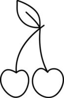 due ciliegie su un ramo in stile doodle vettore