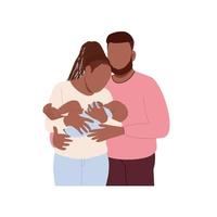 famiglia afroamericana. madre che allatta il suo neonato. illustrazione vettoriale