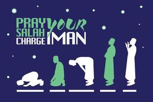 posizione di preghiera musulmana in salah per il vettore ramadan