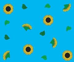 modello di girasoli in fiore e pacifico cielo estivo vettore