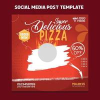 menu di cibo e deliziosa pizza modello di banner di social media vettore