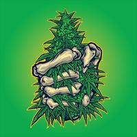 albero di piante di cannabis con osso di pietra vettore