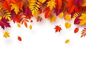 Arte di carta dell&#39;autunno, mucchio di foglie colorate vettore