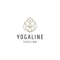 vettore piatto del modello di progettazione dell'icona del logo della linea di yoga