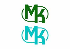 verde e blu del testo della lettera iniziale mk vettore