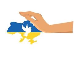 mappa dell'emblema della bandiera dell'ucraina con la colomba della pace e il simbolo della mano astratto nazionale europa illustrazione vettoriale design