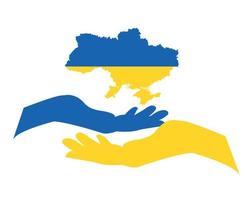 ucraina emblema mani e bandiera mappa simbolo astratto nazionale europa illustrazione vettoriale design