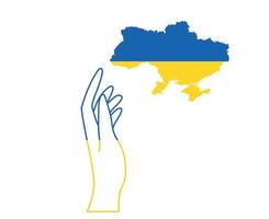 ucraina bandiera mappa e mano emblema nazionale europa simbolo astratto illustrazione vettoriale design