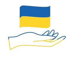 ucraina bandiera nastro e mano emblema simbolo astratto europa nazionale illustrazione vettoriale design