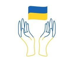 ucraina mani bandiera e nastro emblema nazionale europa simbolo astratto illustrazione vettoriale design