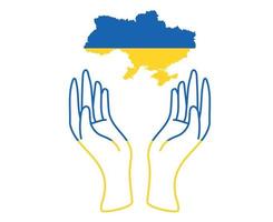ucraina mani bandiera e mappa emblema nazionale europa simbolo astratto illustrazione vettoriale design