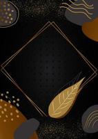 volantino poster sfondo nero e oro forme geometriche astratte design di lusso. strato realistico metallico elegante futuristico luce lucida. modello di layout della copertina. vettore