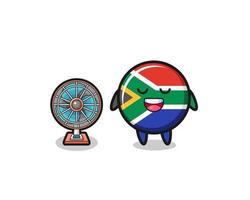 la simpatica bandiera del sud africa è in piedi davanti al ventilatore