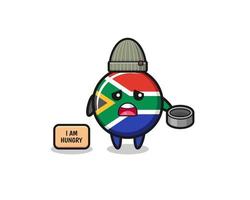 simpatico personaggio dei cartoni animati del mendicante della bandiera del sud africa vettore