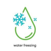 icona di acqua e fiocco di neve. congelamento dell'acqua. questo simbolo è il simbolo del punto di congelamento dell'acqua. icona di fiocco di neve colorato. tratto modificabile. logo, web e app. vettore