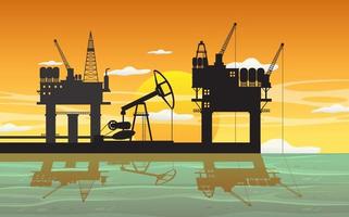 concetto di industria petrolifera con piattaforma petrolifera offshore vettore