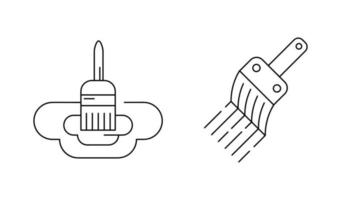 set di icone del pennello per pittura murale. icone di costruzione e vernice. icone di costruzione su sfondo bianco. illustrazione vettoriale tecnica di linea. set di linee modificabili