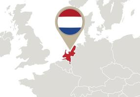 Paesi Bassi sulla mappa dell'Europa vettore