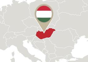 Ungheria sulla mappa dell'Europa vettore