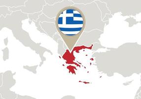 grecia sulla mappa dell'europa vettore