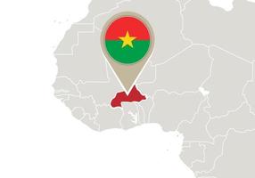 Burkina Faso sulla mappa del mondo vettore