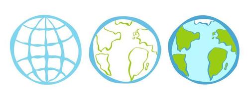 icone vettoriali di un globo in stile di disegno a mano. illustrazione vettoriale del pianeta terra.