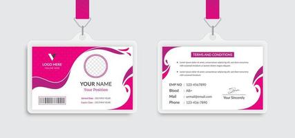design del modello di carta d'identità orizzontale rosa vettore