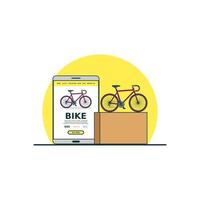 illustrazione vettoriale del concetto di acquisto online di biciclette. tecnologia digitale per la spesa