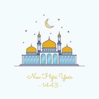 illustrazione vettoriale di felice anno nuovo hijri 1443. felice anno nuovo islamico. progettazione grafica per la decorazione di buoni regalo, striscioni e flyer.