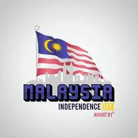 illustrazione vettoriale felice giorno dell'indipendenza della Malesia. adatto per poster e banner di biglietti di auguri.