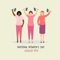 Giornata nazionale della donna sudafricana il 9 agosto. illustrazione vettoriale le donne portano la bandiera del sud africa.