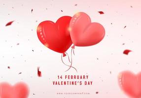 Carta di San Valentino con palloncini cuore vettore