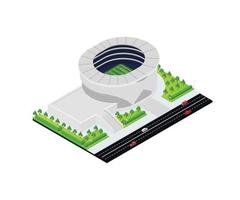 illustrazione in stile isometrico di uno stadio di calcio vettore