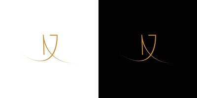 design moderno e lussuoso del logo della lettera nj iniziali vettore