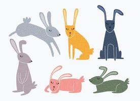 raccolta di alcuni simpatici conigli vettore