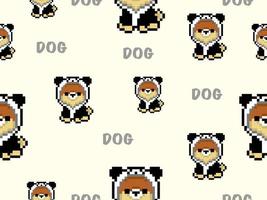 modello senza cuciture del personaggio dei cartoni animati del cane su stile background.pixel giallo vettore
