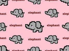 modello senza cuciture del personaggio dei cartoni animati dell'elefante su stile rosa background.pixel vettore