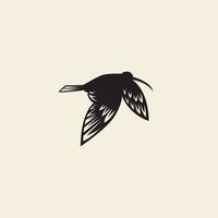 disegno dell'illustrazione del simbolo dell'icona di vettore del logo del nettare della siluetta volante del colibrì