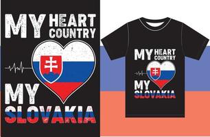 il mio cuore, il mio paese, la mia slovacchia. design della maglietta della bandiera della slovacchia vettore