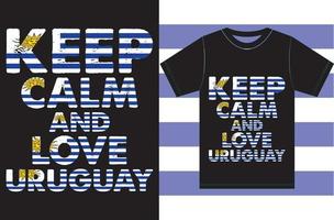 mantieni la calma e ama l'uruguay. disegno vettoriale bandiera uruguay