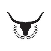 disegno del logo del corno lungo della mucca della testa, idea creativa dell'illustrazione dell'icona del simbolo grafico vettoriale