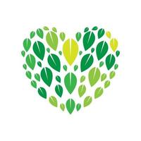 forma d'amore con motivo a foglia verde logo design, simbolo grafico vettoriale icona illustrazione idea creativa