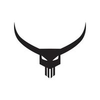 cranio minimalista con logo a corno lungo, illustrazione dell'icona del simbolo grafico vettoriale idea creativa
