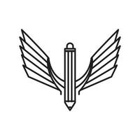 matita di linea moderna con design del logo delle ali, illustrazione dell'icona del simbolo grafico vettoriale idea creativa
