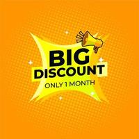 grande sconto solo 1 mese giallo vendita banner promozione pubblicità vendita negozio vettore